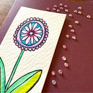 Artsy Gem Flower Greeting Card • Eggplant